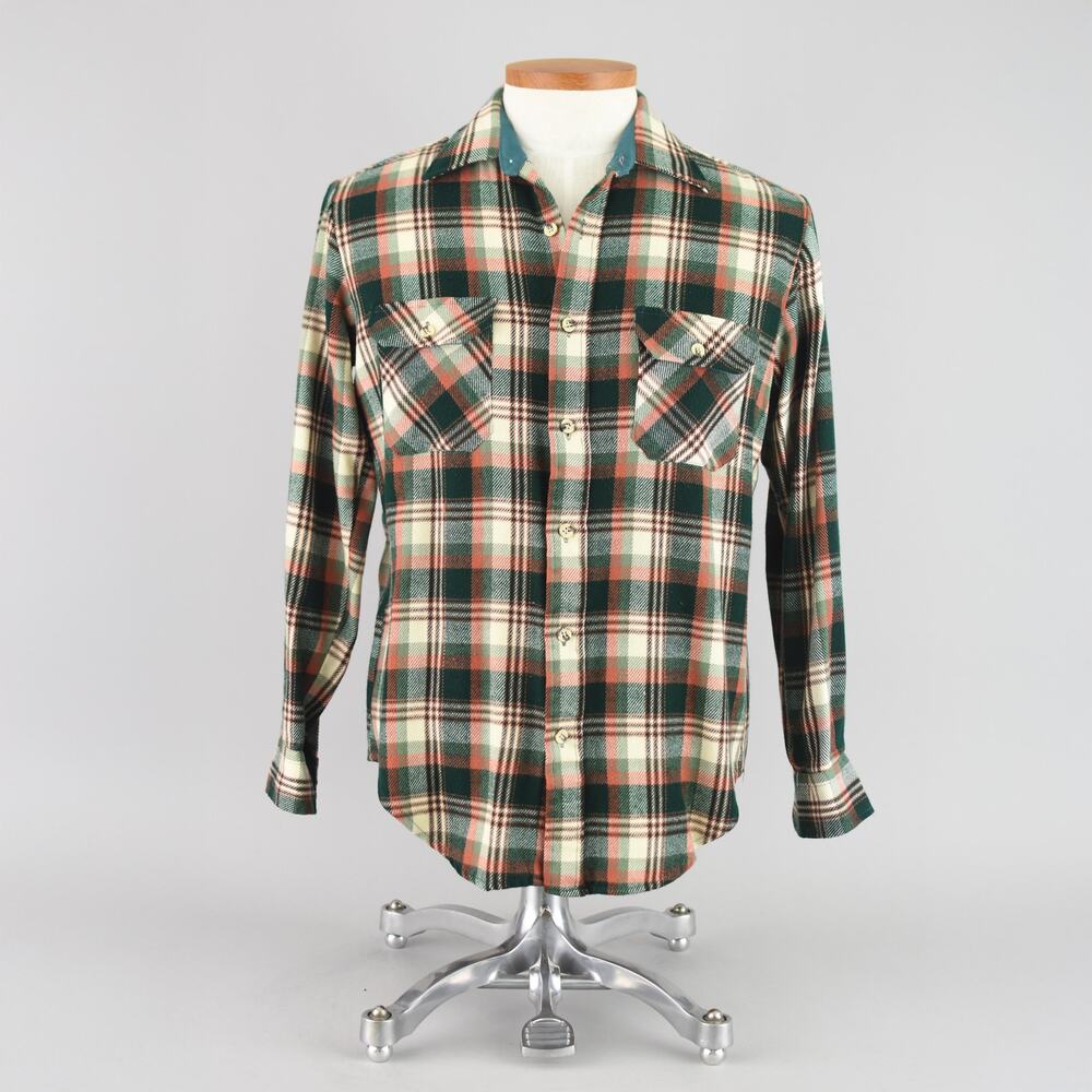 Vintage St John's Bay Plaid Button Down Flannel Work Shirt, Men's Medium